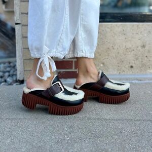 4CCCCEES Plia Amber Shearling Clog in Oreo